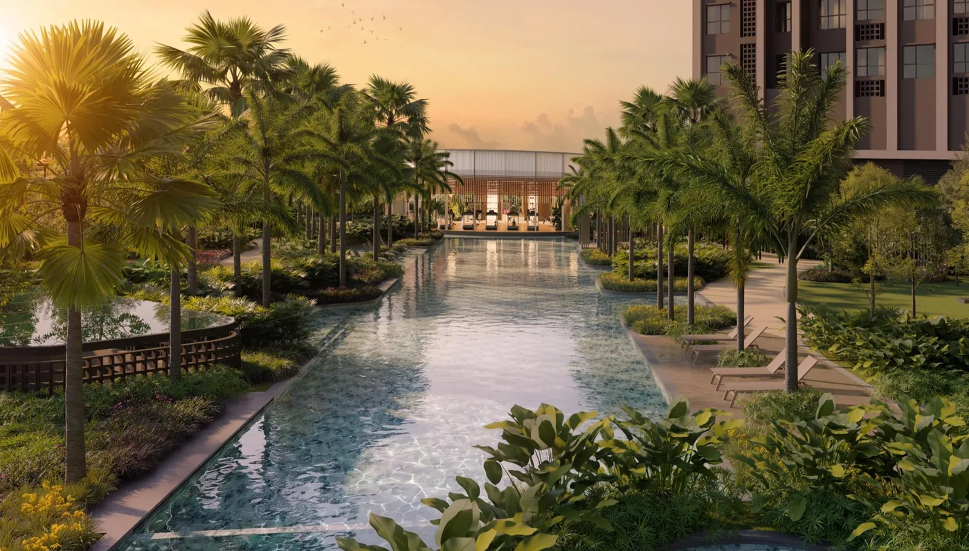 Artist's impression of the 50-metre lap pool at Ophira Resort Residences
