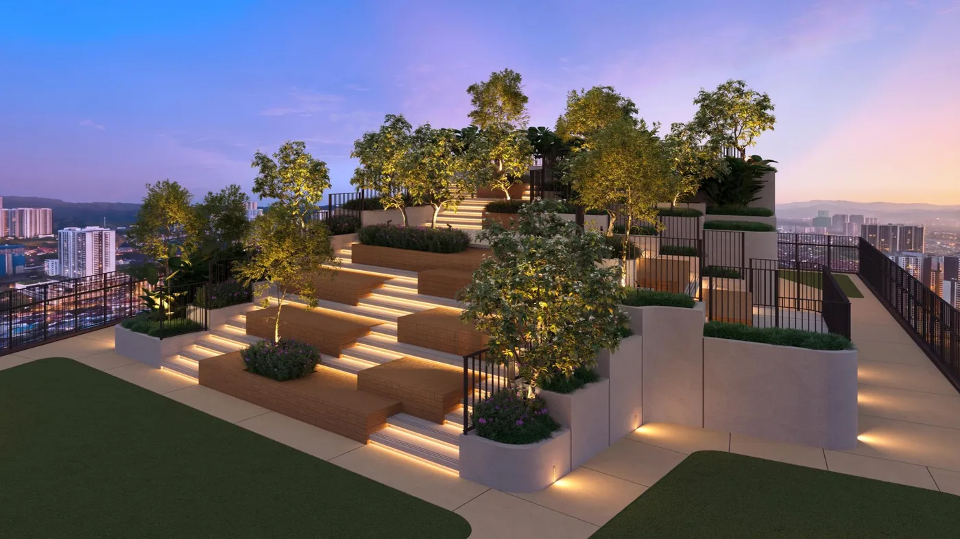 Artist's impression of the landscaped sky garden overlooking Kuala Lumpur